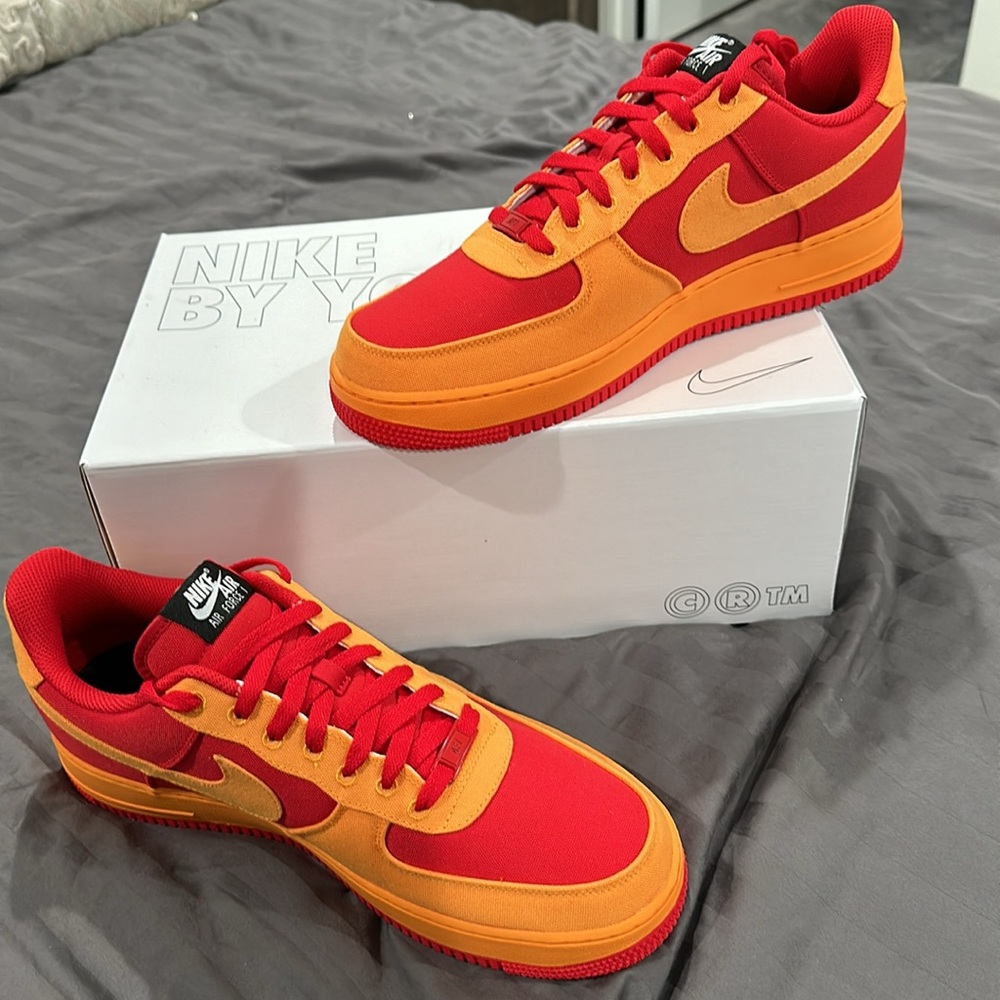 Nike Air Force 1 red and gold men’s 12